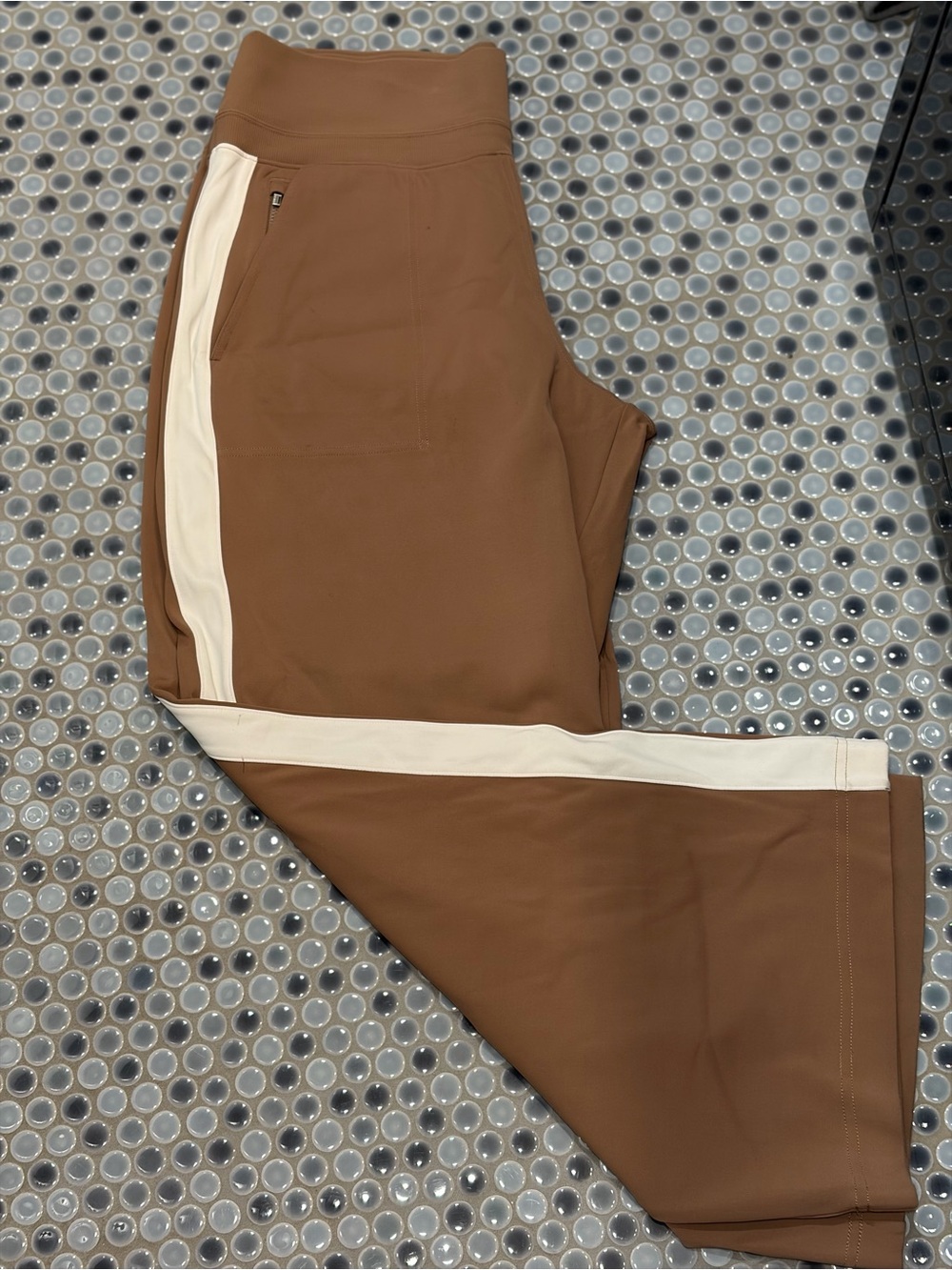 Athleta Brown Joggers with Cream Side Stripe